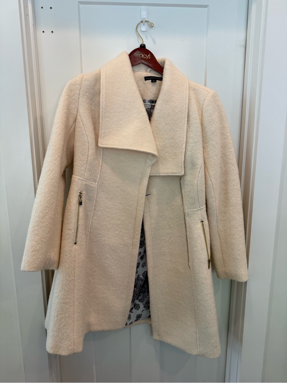 Preston & York Cream Wool-Blend Pea Coat
